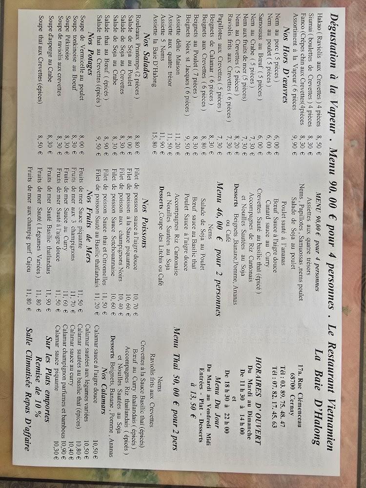 Restaurant La Baie d'Halong - Menu Image 3